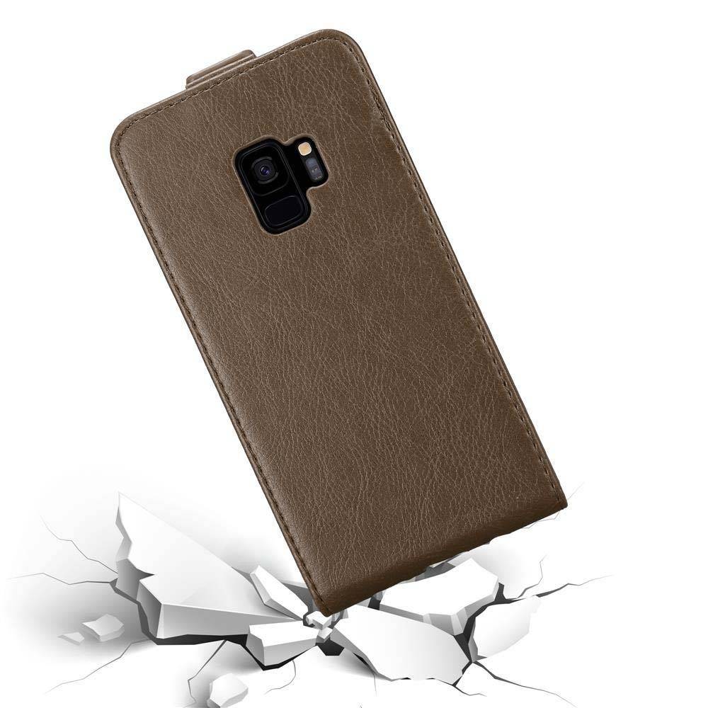 Cadorabo Hülle für Samsung Galaxy S9 Schutz Hülle in Braun Flip Etui Handyhülle Case Cover