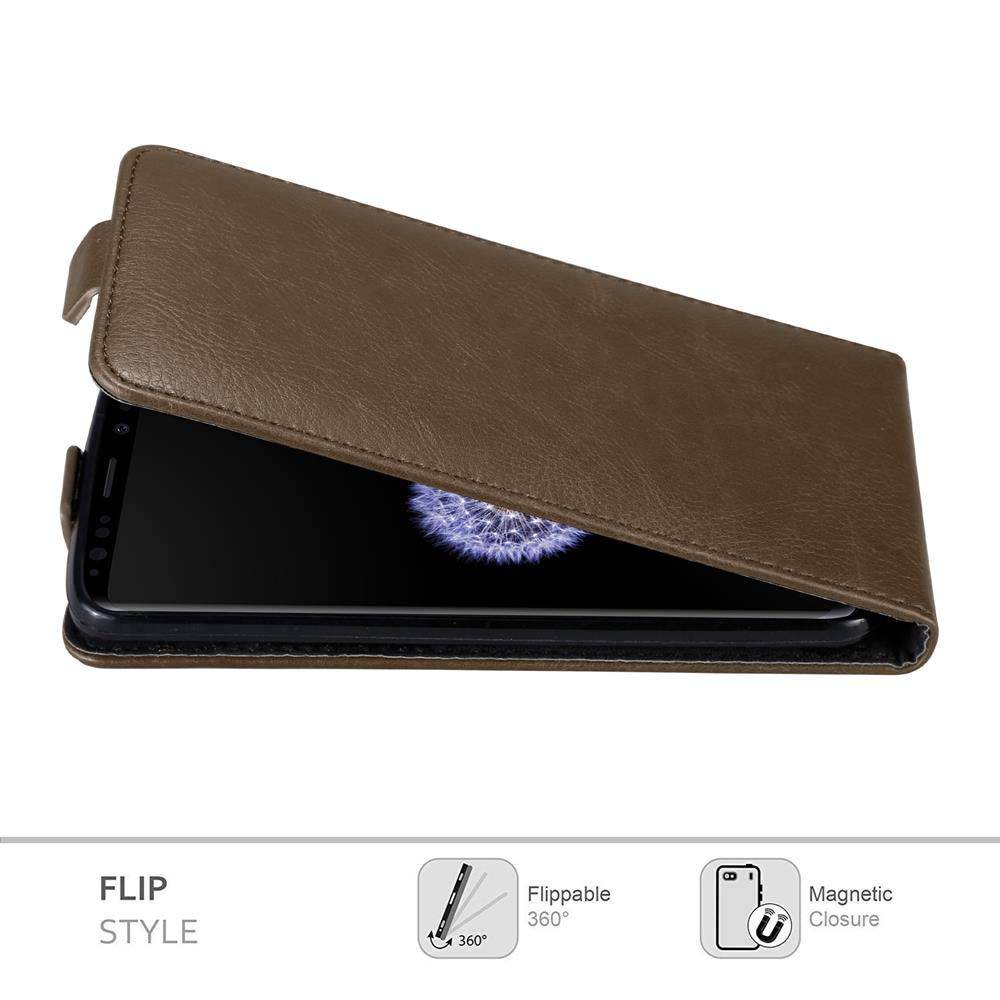 Cadorabo Hülle für Samsung Galaxy S9 Schutz Hülle in Braun Flip Etui Handyhülle Case Cover