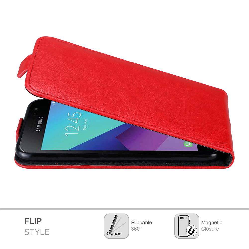 Cadorabo Hülle für Samsung Galaxy XCover 3 Schutz Hülle in Rot Flip Etui Handyhülle Case Cover
