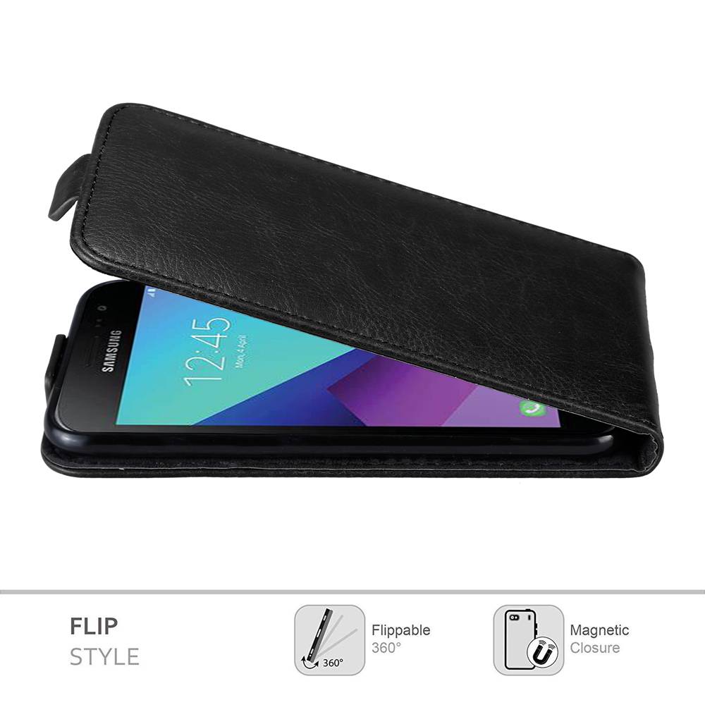 Cadorabo Hülle für Samsung Galaxy XCover 3 Schutz Hülle in Schwarz Flip Etui Handyhülle Case Cover