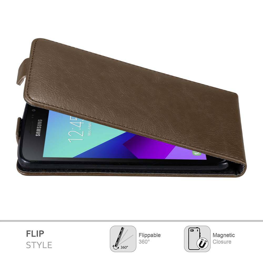 Cadorabo Hülle für Samsung Galaxy XCover 4 / XCover 4s Schutz Hülle in Braun Flip Etui Handyhülle Case Cover