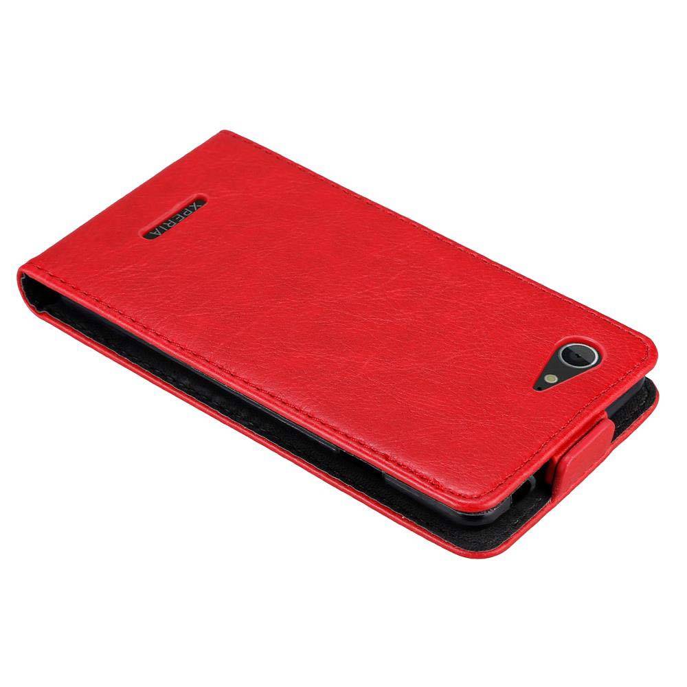 Cadorabo Hülle für Sony Xperia E3 Schutz Hülle in Rot Flip Etui Handyhülle Case Cover