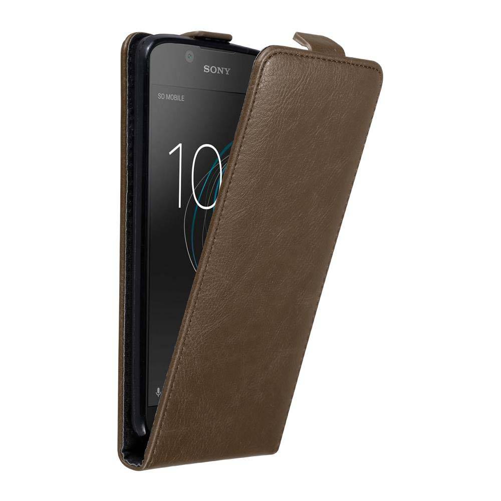 Cadorabo Hülle für Sony Xperia L1 Schutz Hülle in Braun Flip Etui Handyhülle Case Cover