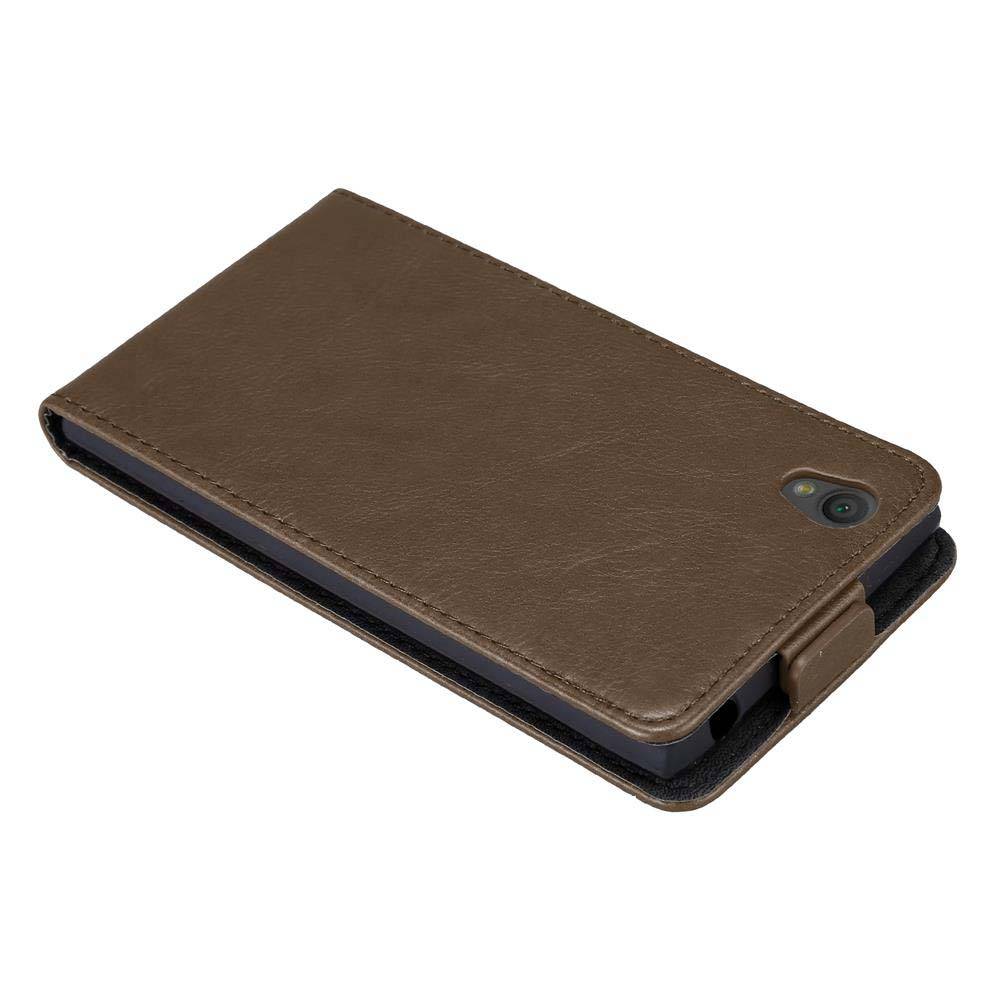 Cadorabo Hülle für Sony Xperia L1 Schutz Hülle in Braun Flip Etui Handyhülle Case Cover