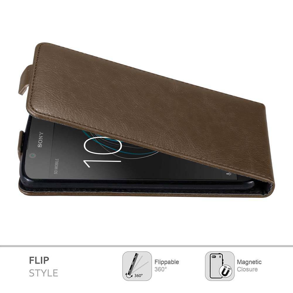 Cadorabo Hülle für Sony Xperia L1 Schutz Hülle in Braun Flip Etui Handyhülle Case Cover