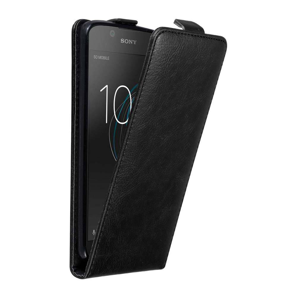 Cadorabo Hülle für Sony Xperia L1 Schutz Hülle in Schwarz Flip Etui Handyhülle Case Cover