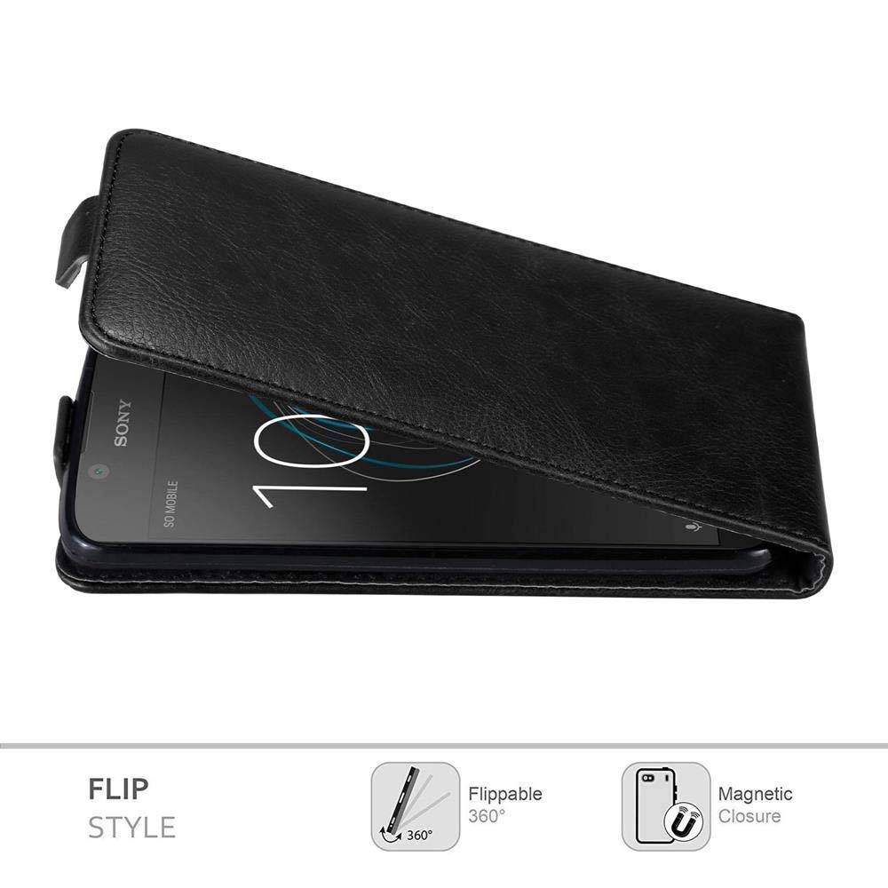 Cadorabo Hülle für Sony Xperia L1 Schutz Hülle in Schwarz Flip Etui Handyhülle Case Cover