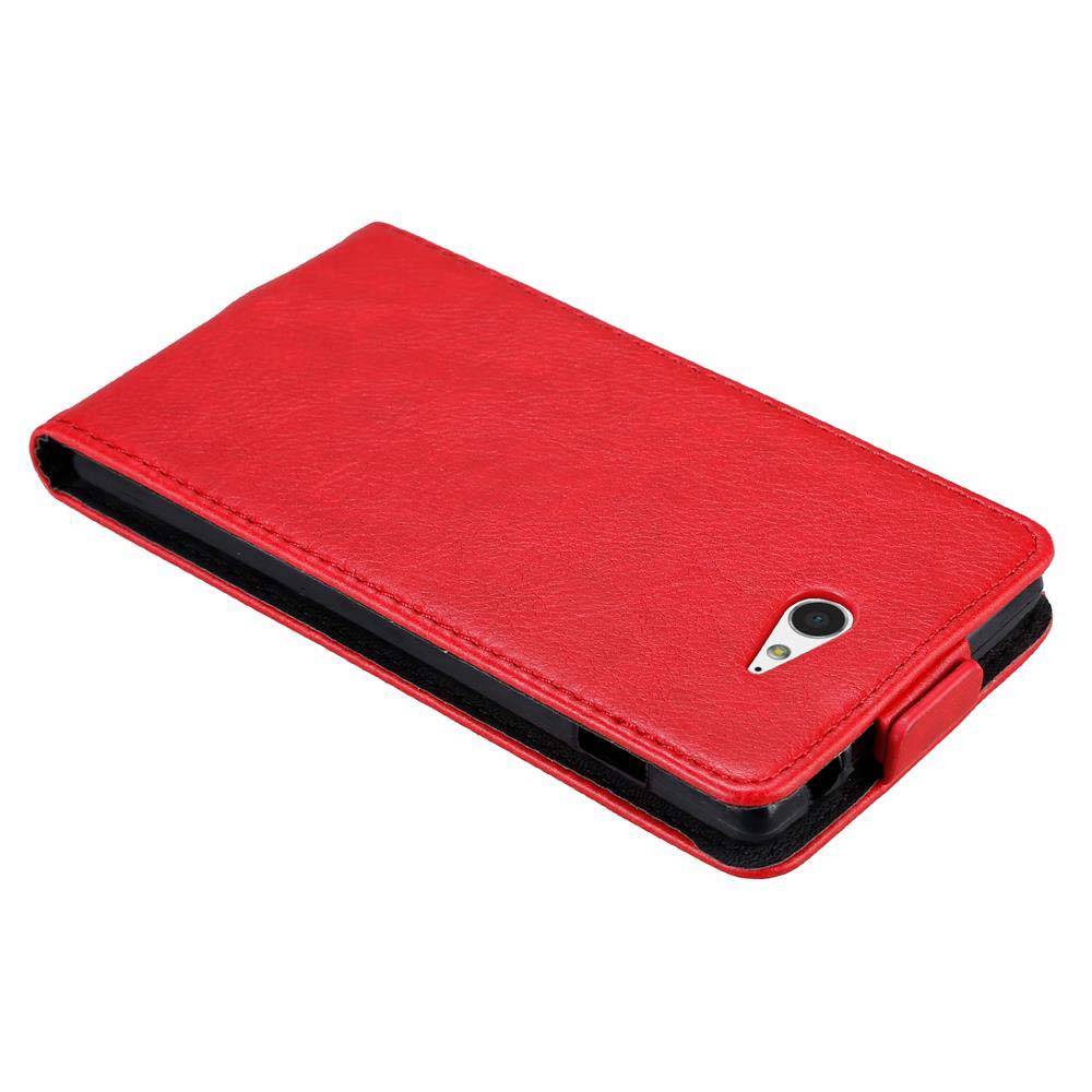 Cadorabo Hülle für Sony Xperia M2 / M2 AQUA Schutz Hülle in Rot Flip Etui Handyhülle Case Cover