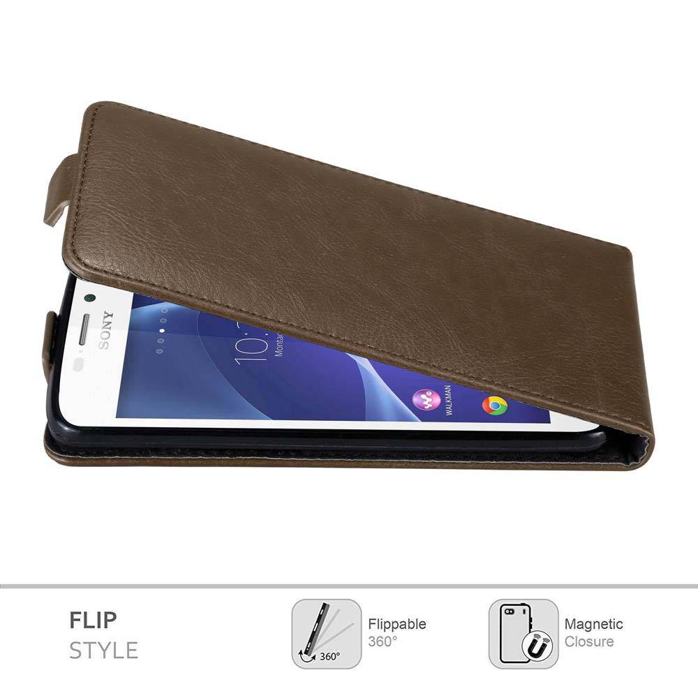 Cadorabo Hülle für Sony Xperia M2 / M2 AQUA Schutz Hülle in Braun Flip Etui Handyhülle Case Cover