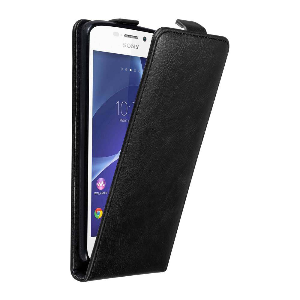 Cadorabo Hülle für Sony Xperia M2 / M2 AQUA Schutz Hülle in Schwarz Flip Etui Handyhülle Case Cover