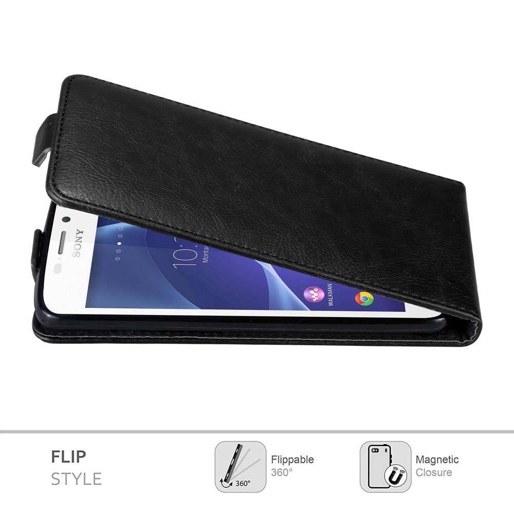 Cadorabo Hülle für Sony Xperia M2 / M2 AQUA Schutz Hülle in Schwarz Flip Etui Handyhülle Case Cover
