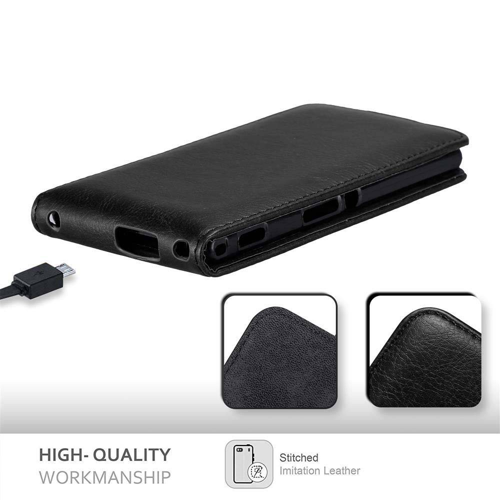 Cadorabo Hülle für Sony Xperia M2 / M2 AQUA Schutz Hülle in Schwarz Flip Etui Handyhülle Case Cover