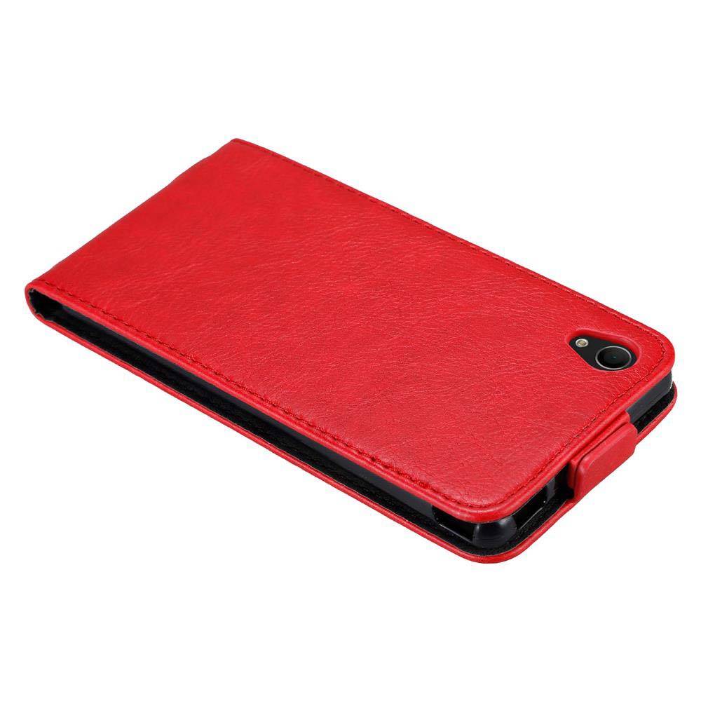 Cadorabo Hülle für Sony Xperia M4 AQUA Schutz Hülle in Rot Flip Etui Handyhülle Case Cover