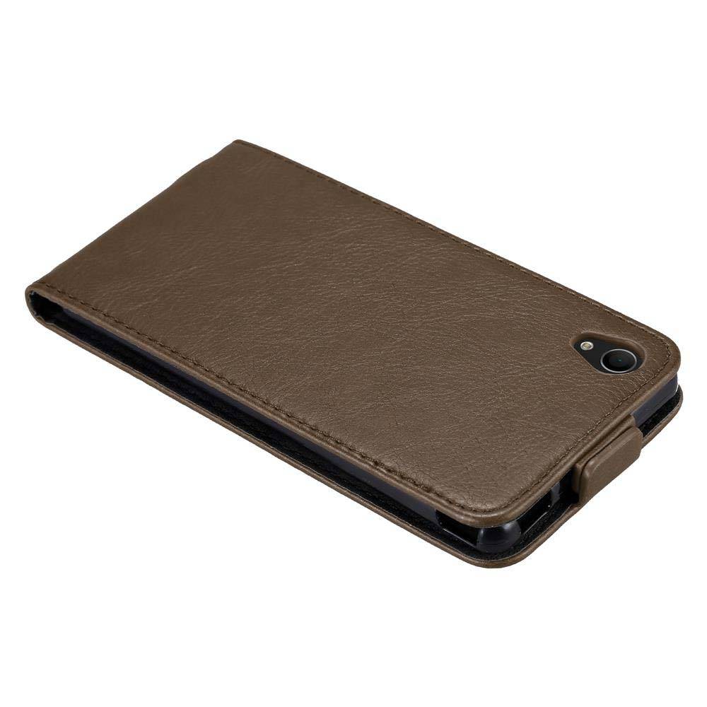 Cadorabo Hülle für Sony Xperia M4 AQUA Schutz Hülle in Braun Flip Etui Handyhülle Case Cover