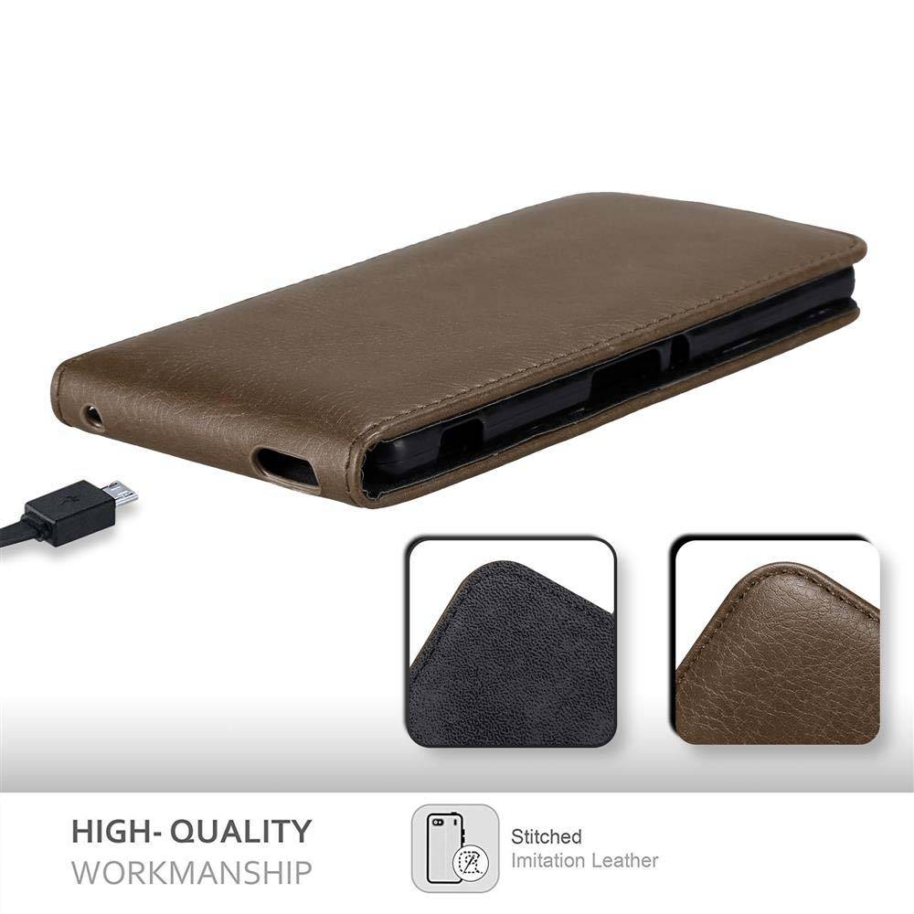 Cadorabo Hülle für Sony Xperia M4 AQUA Schutz Hülle in Braun Flip Etui Handyhülle Case Cover