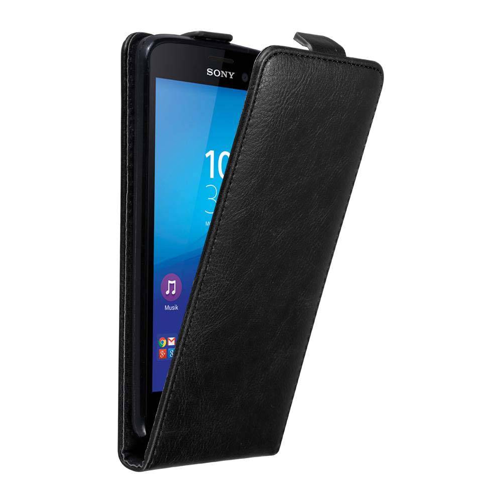 Cadorabo Hülle für Sony Xperia M4 AQUA Schutz Hülle in Schwarz Flip Etui Handyhülle Case Cover