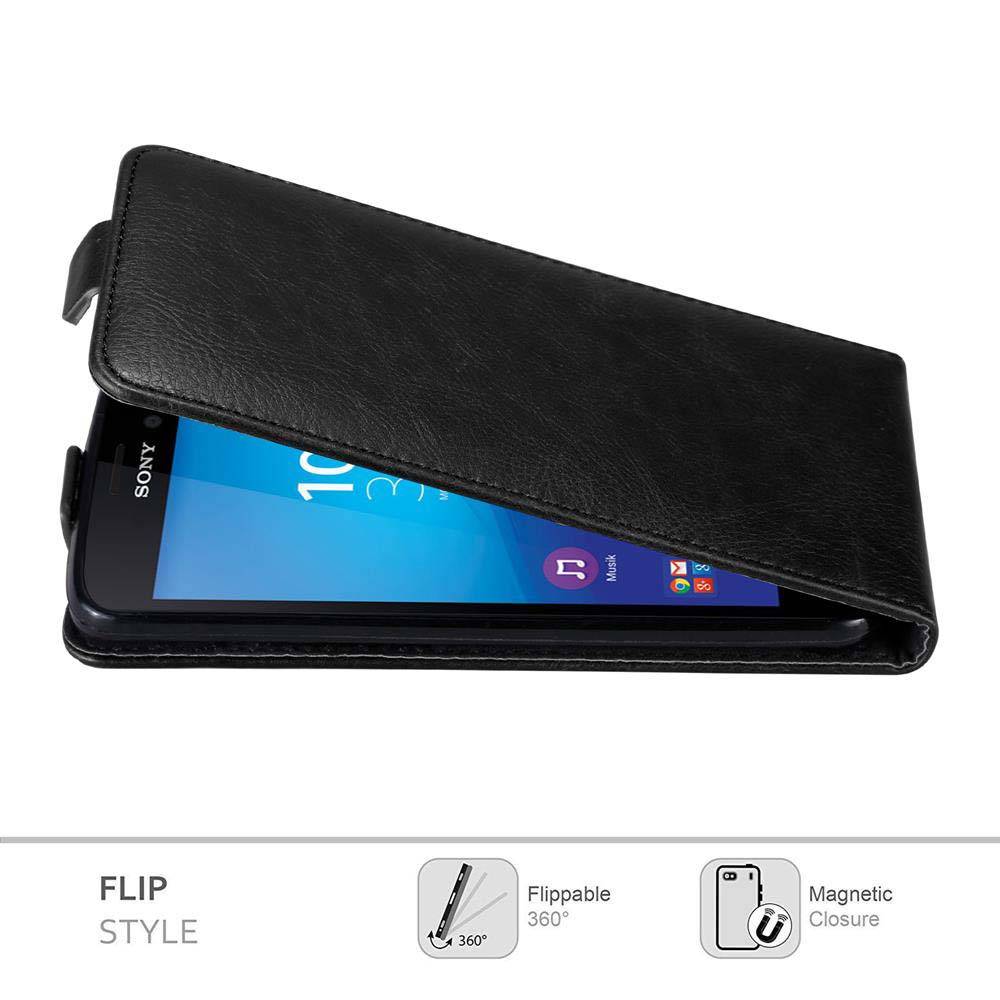 Cadorabo Hülle für Sony Xperia M4 AQUA Schutz Hülle in Schwarz Flip Etui Handyhülle Case Cover