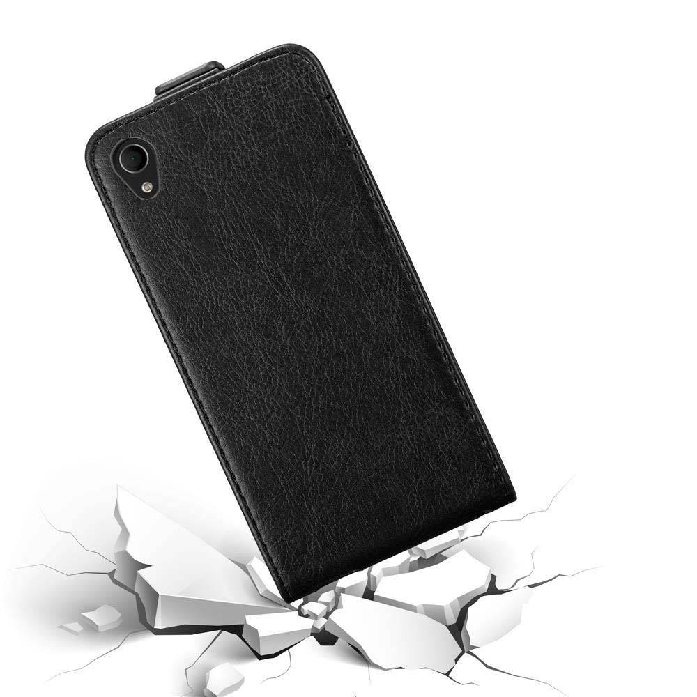 Cadorabo Hülle für Sony Xperia M4 AQUA Schutz Hülle in Schwarz Flip Etui Handyhülle Case Cover
