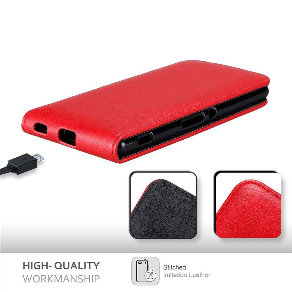 Cadorabo Hülle für Sony Xperia M5 Schutz Hülle in Rot Flip Etui Handyhülle Case Cover
