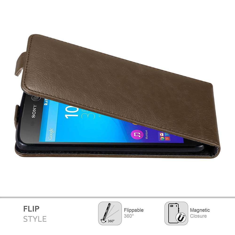 Cadorabo Hülle für Sony Xperia M5 Schutz Hülle in Braun Flip Etui Handyhülle Case Cover
