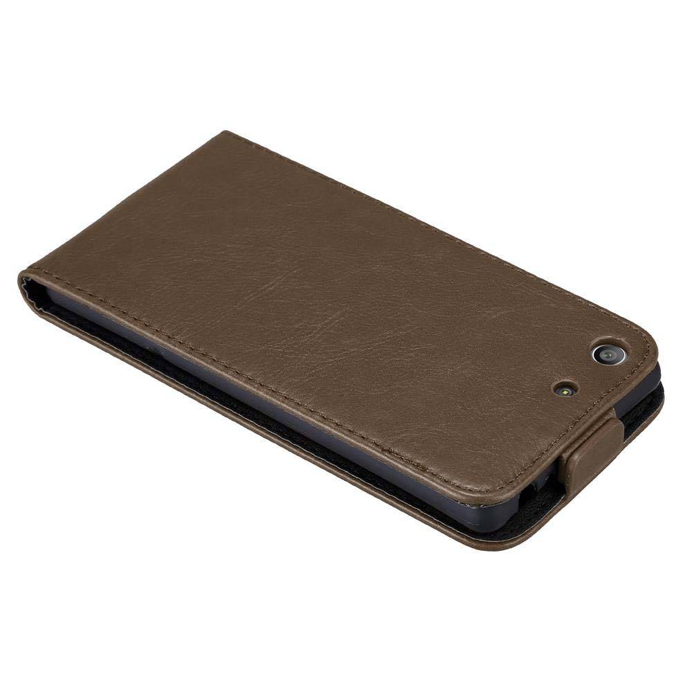 Cadorabo Hülle für Sony Xperia M5 Schutz Hülle in Braun Flip Etui Handyhülle Case Cover
