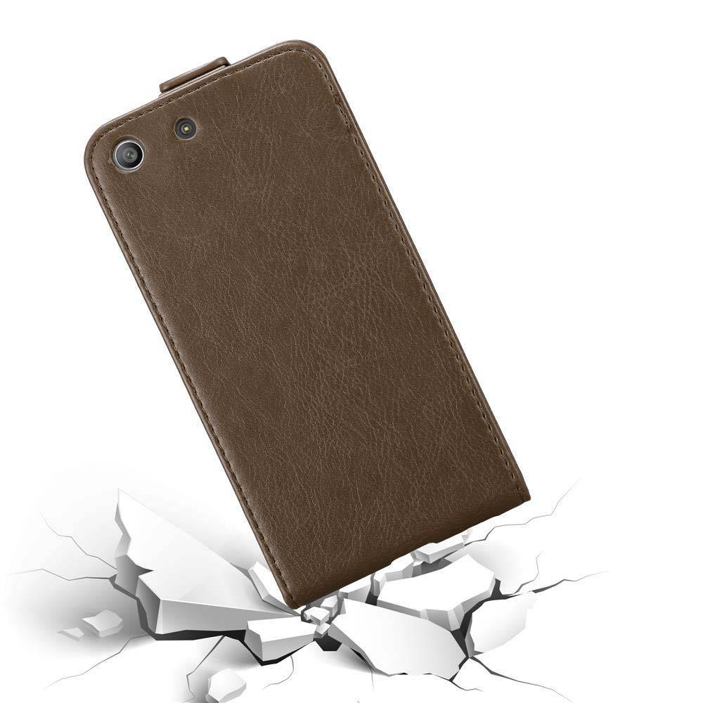 Cadorabo Hülle für Sony Xperia M5 Schutz Hülle in Braun Flip Etui Handyhülle Case Cover