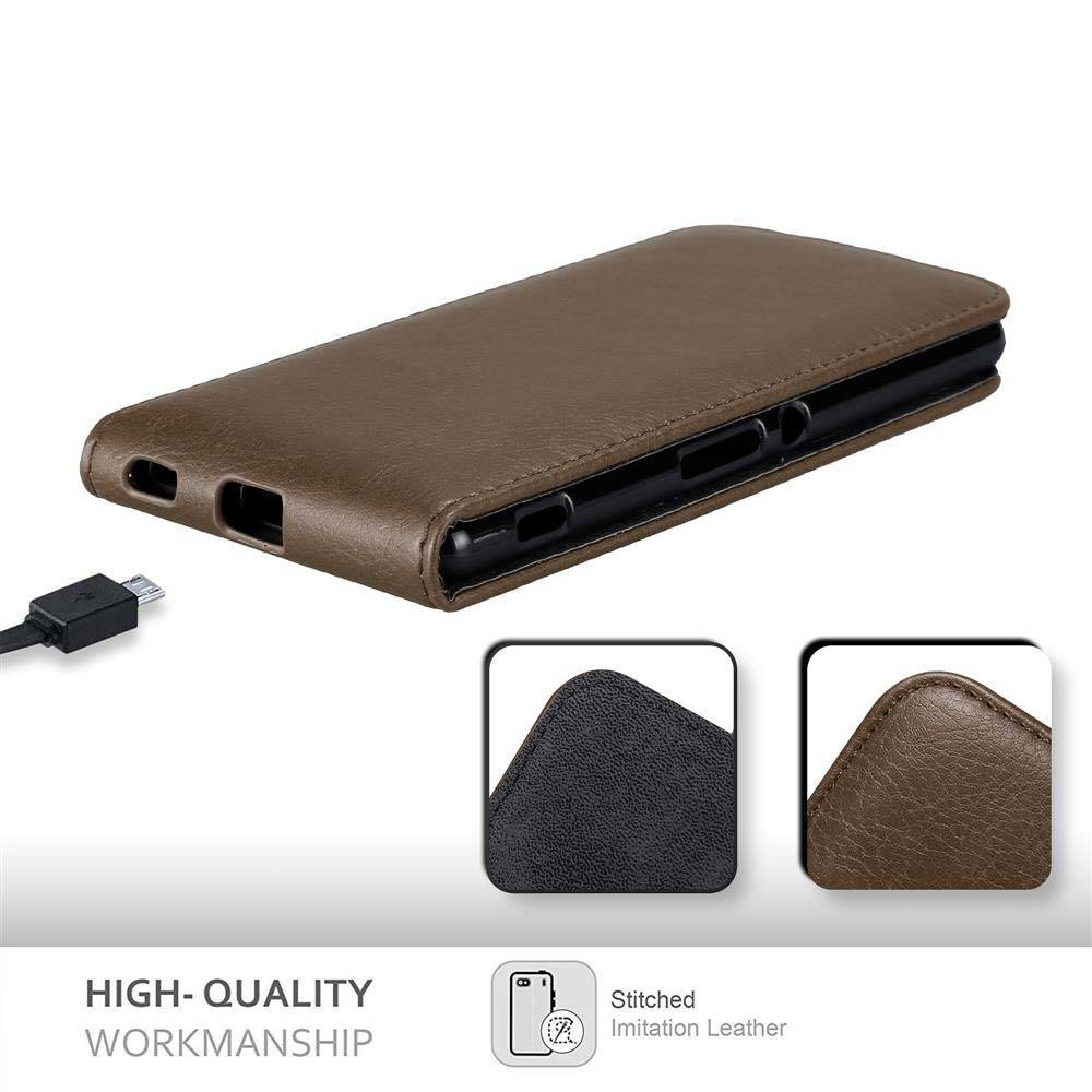 Cadorabo Hülle für Sony Xperia M5 Schutz Hülle in Braun Flip Etui Handyhülle Case Cover