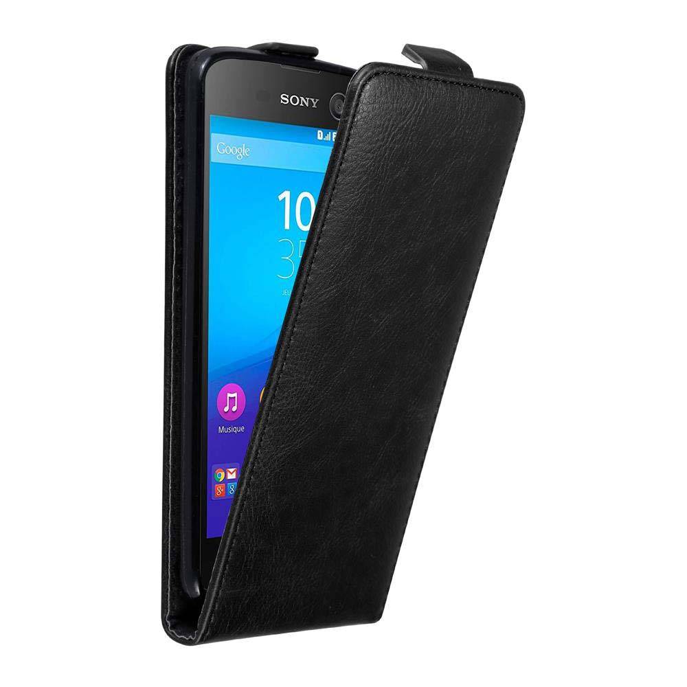 Cadorabo Hülle für Sony Xperia M5 Schutz Hülle in Schwarz Flip Etui Handyhülle Case Cover