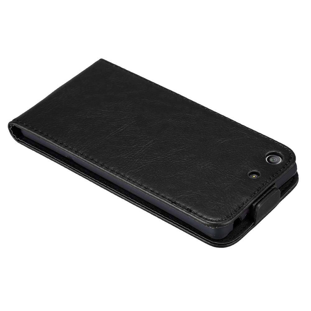 Cadorabo Hülle für Sony Xperia M5 Schutz Hülle in Schwarz Flip Etui Handyhülle Case Cover