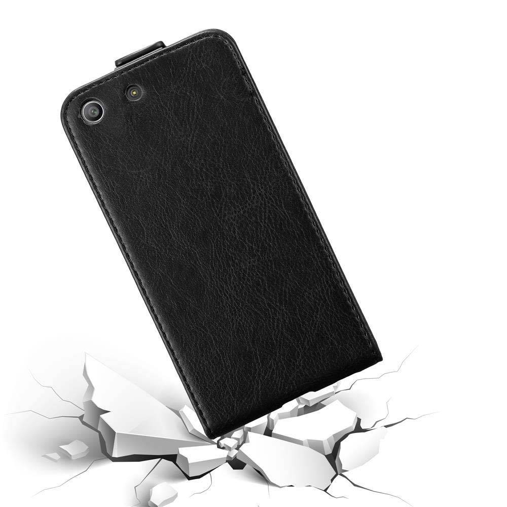 Cadorabo Hülle für Sony Xperia M5 Schutz Hülle in Schwarz Flip Etui Handyhülle Case Cover
