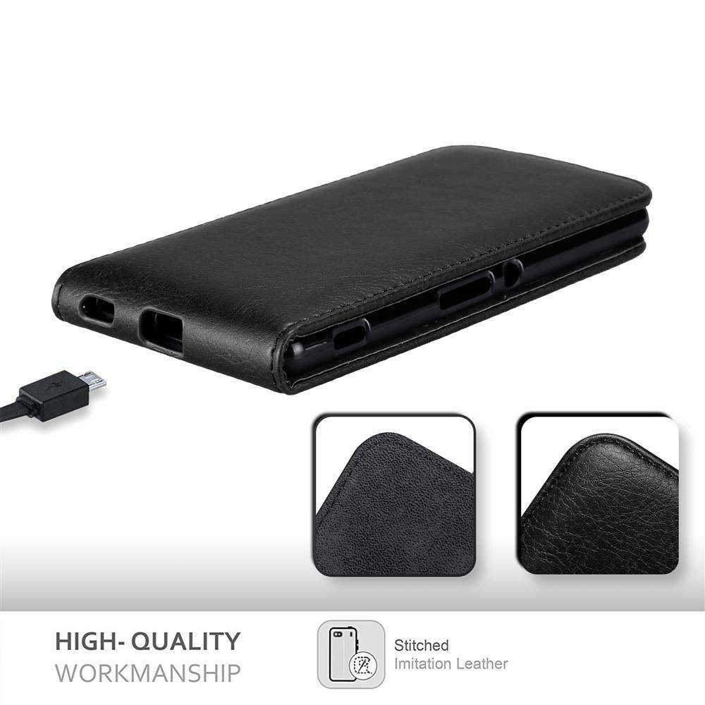 Cadorabo Hülle für Sony Xperia M5 Schutz Hülle in Schwarz Flip Etui Handyhülle Case Cover