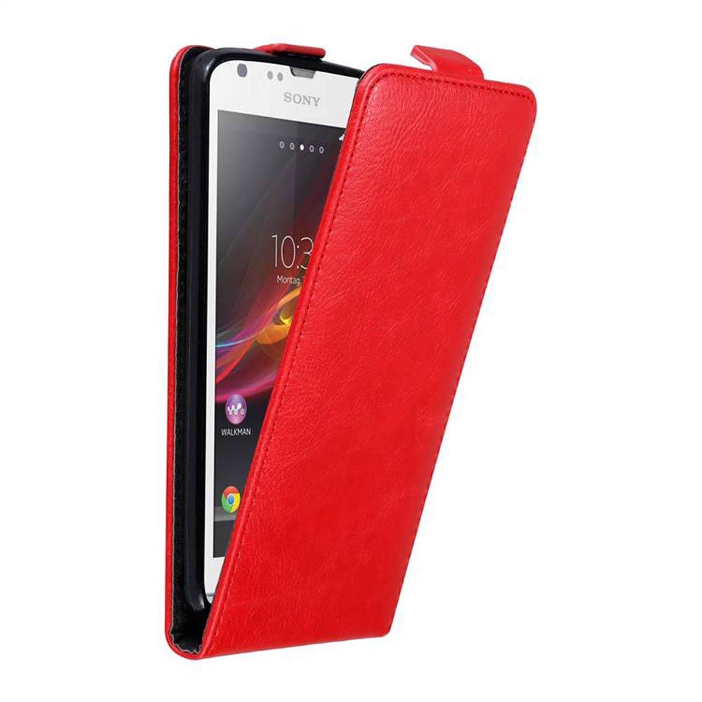 Cadorabo Hülle für Sony Xperia SP Schutz Hülle in Rot Flip Etui Handyhülle Case Cover