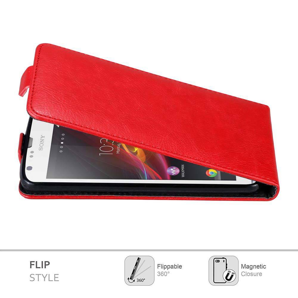 Cadorabo Hülle für Sony Xperia SP Schutz Hülle in Rot Flip Etui Handyhülle Case Cover