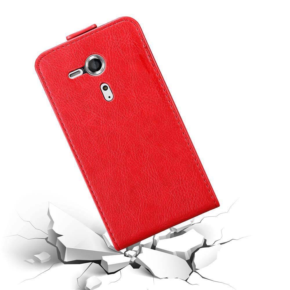 Cadorabo Hülle für Sony Xperia SP Schutz Hülle in Rot Flip Etui Handyhülle Case Cover