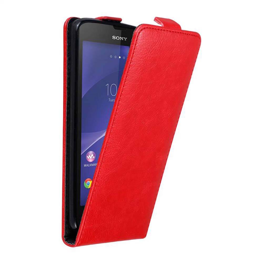 Cadorabo Hülle für Sony Xperia T3 Schutz Hülle in Rot Flip Etui Handyhülle Case Cover