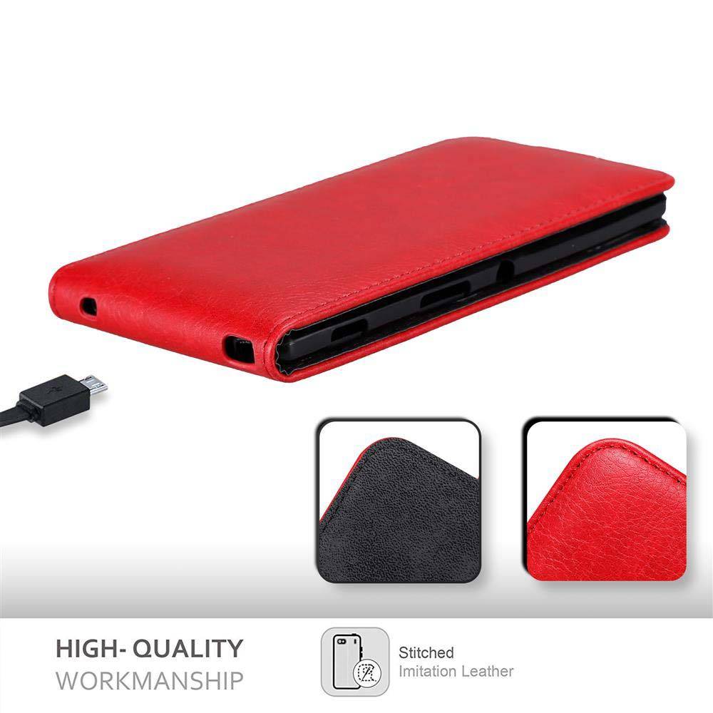 Cadorabo Hülle für Sony Xperia T3 Schutz Hülle in Rot Flip Etui Handyhülle Case Cover