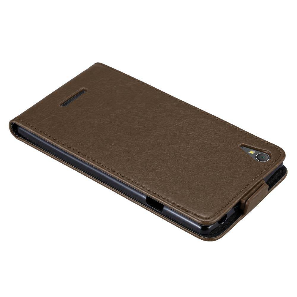 Cadorabo Hülle für Sony Xperia T3 Schutz Hülle in Braun Flip Etui Handyhülle Case Cover