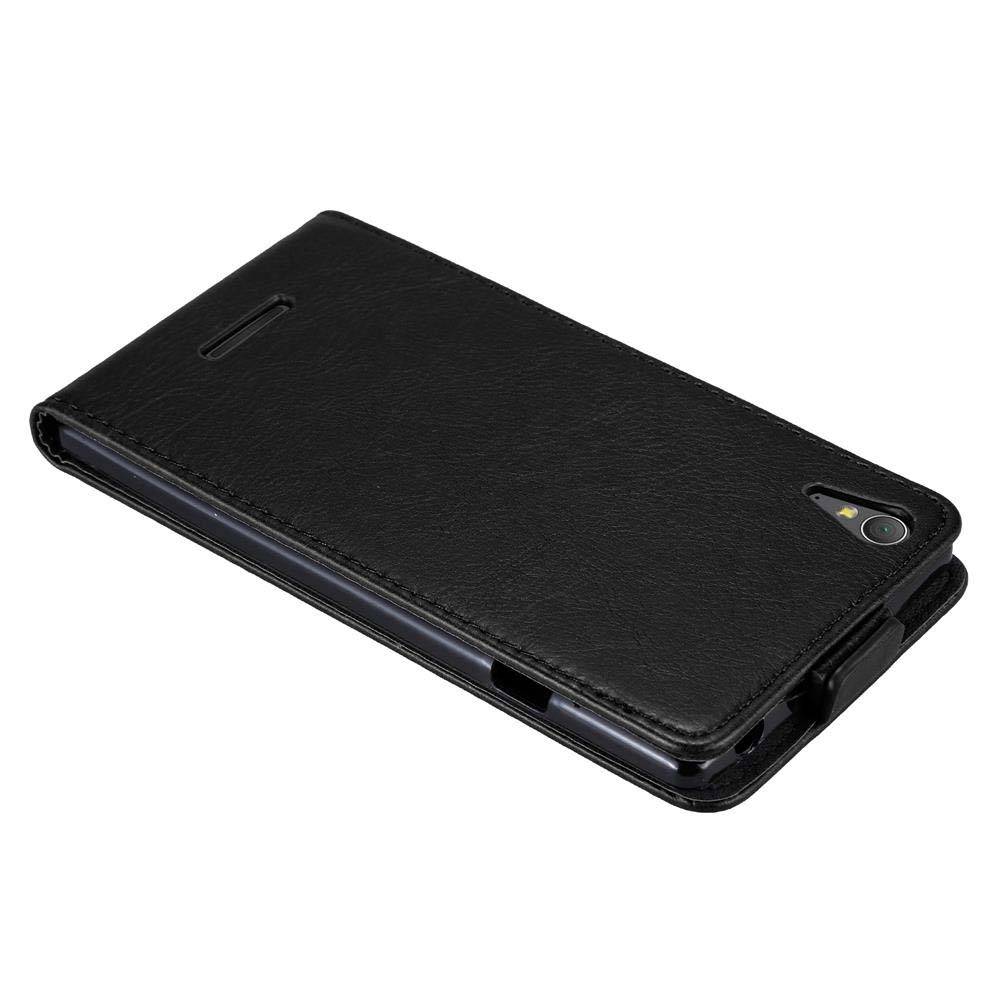 Cadorabo Hülle für Sony Xperia T3 Schutz Hülle in Schwarz Flip Etui Handyhülle Case Cover