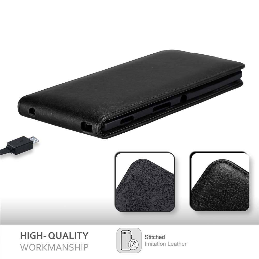 Cadorabo Hülle für Sony Xperia T3 Schutz Hülle in Schwarz Flip Etui Handyhülle Case Cover