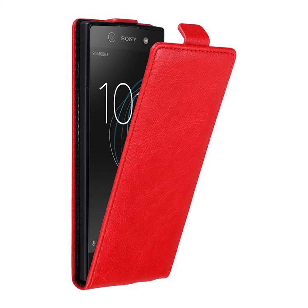 Cadorabo Hülle für Sony Xperia XA1 Schutz Hülle in Rot Flip Etui Handyhülle Case Cover