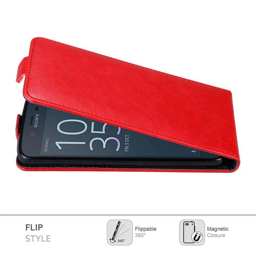 Cadorabo Hülle für Sony Xperia XZ / XZs Schutz Hülle in Rot Flip Etui Handyhülle Case Cover