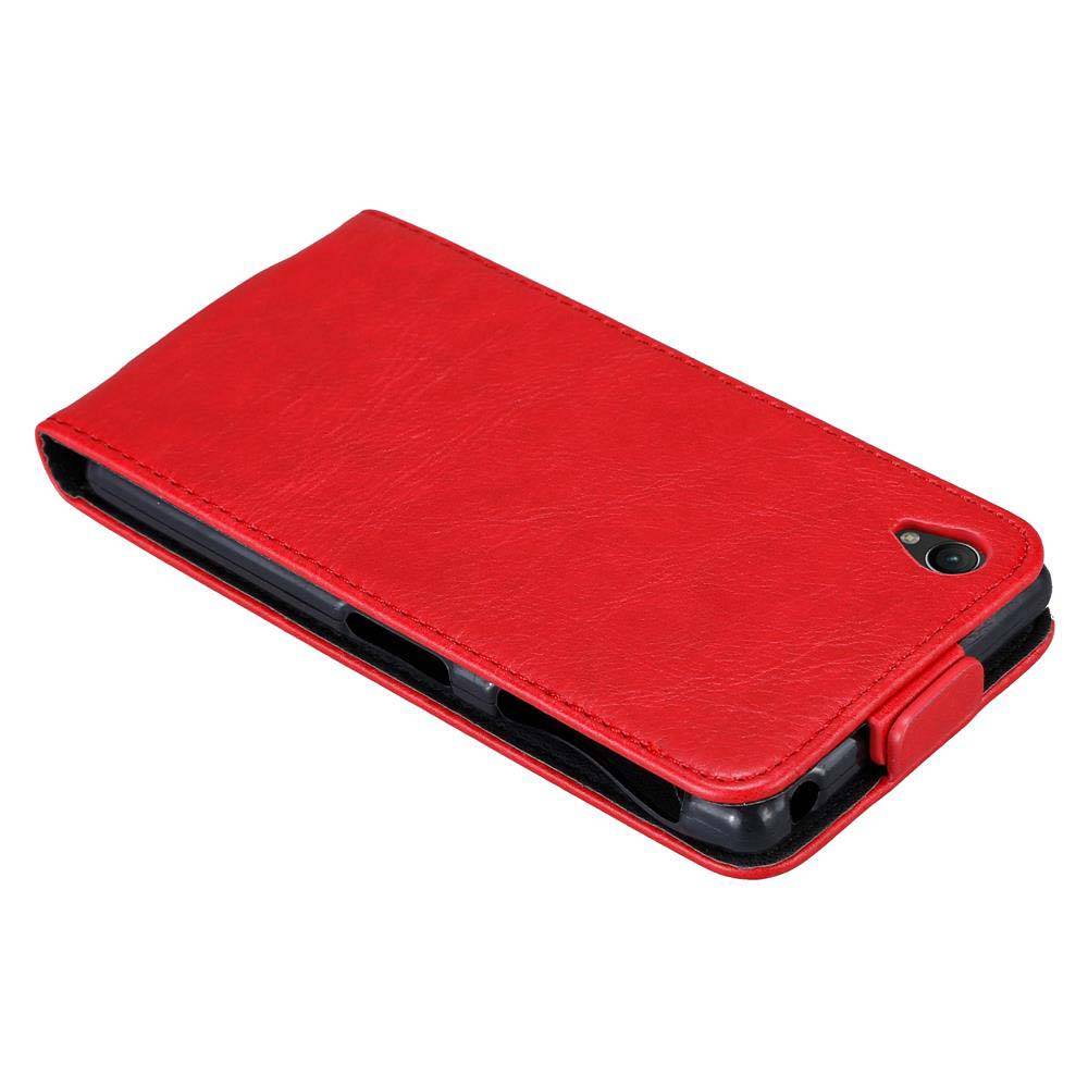 Cadorabo Hülle für Sony Xperia Z1 Schutz Hülle in Rot Flip Etui Handyhülle Case Cover