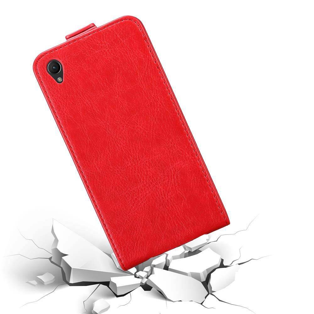 Cadorabo Hülle für Sony Xperia Z1 Schutz Hülle in Rot Flip Etui Handyhülle Case Cover