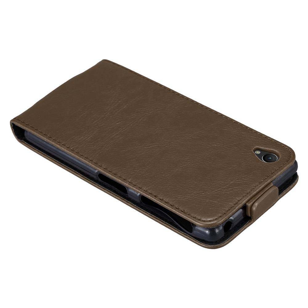 Cadorabo Hülle für Sony Xperia Z1 Schutz Hülle in Braun Flip Etui Handyhülle Case Cover