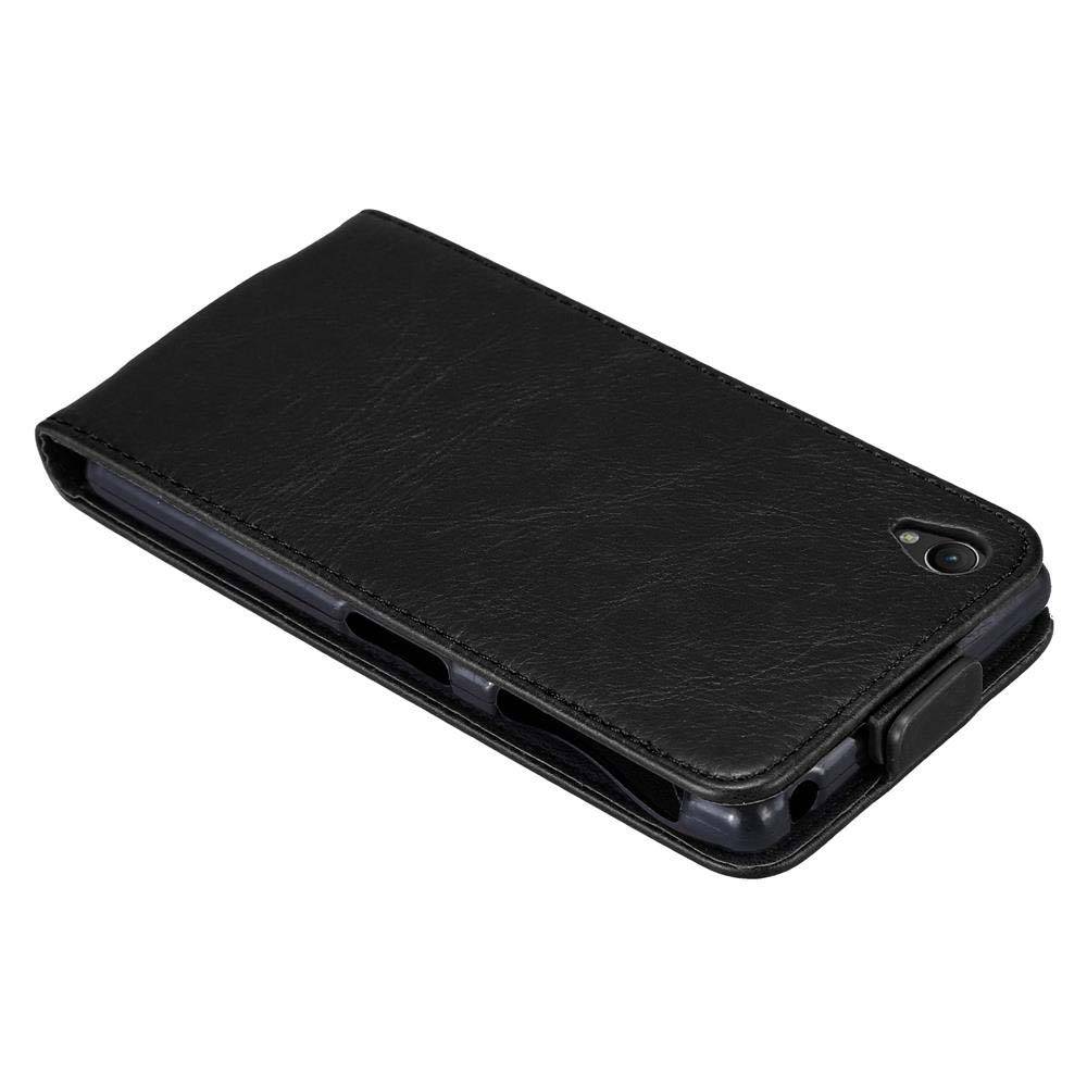 Cadorabo Hülle für Sony Xperia Z1 Schutz Hülle in Schwarz Flip Etui Handyhülle Case Cover