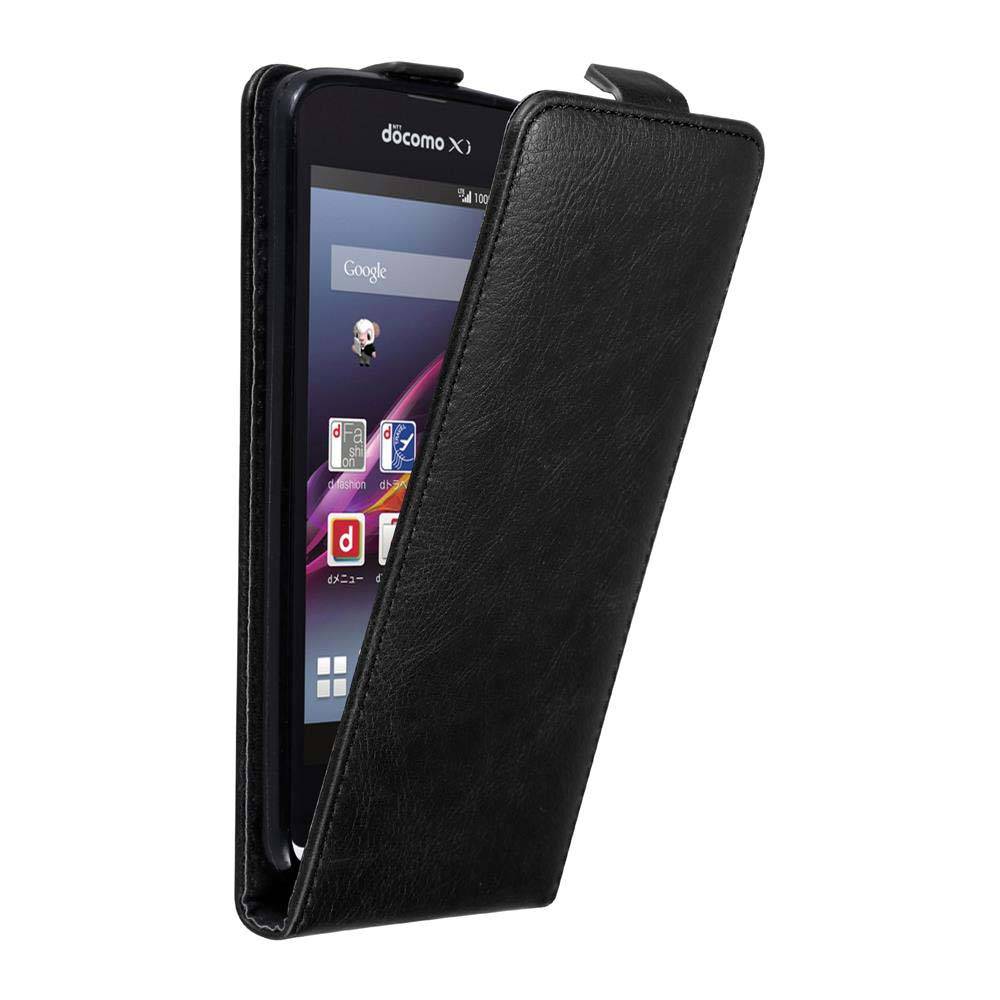 Cadorabo Hülle für Sony Xperia Z1 COMPACT Schutz Hülle in Schwarz Flip Etui Handyhülle Case Cover
