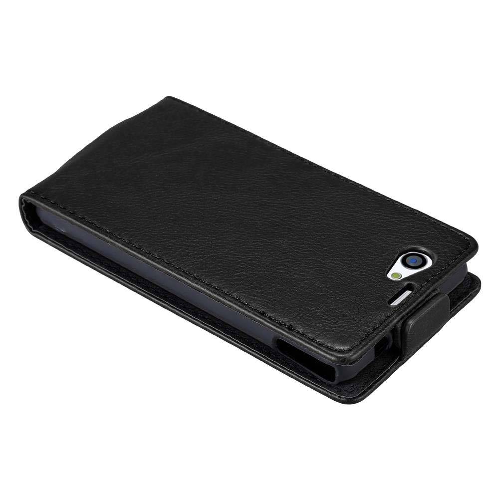 Cadorabo Hülle für Sony Xperia Z1 COMPACT Schutz Hülle in Schwarz Flip Etui Handyhülle Case Cover