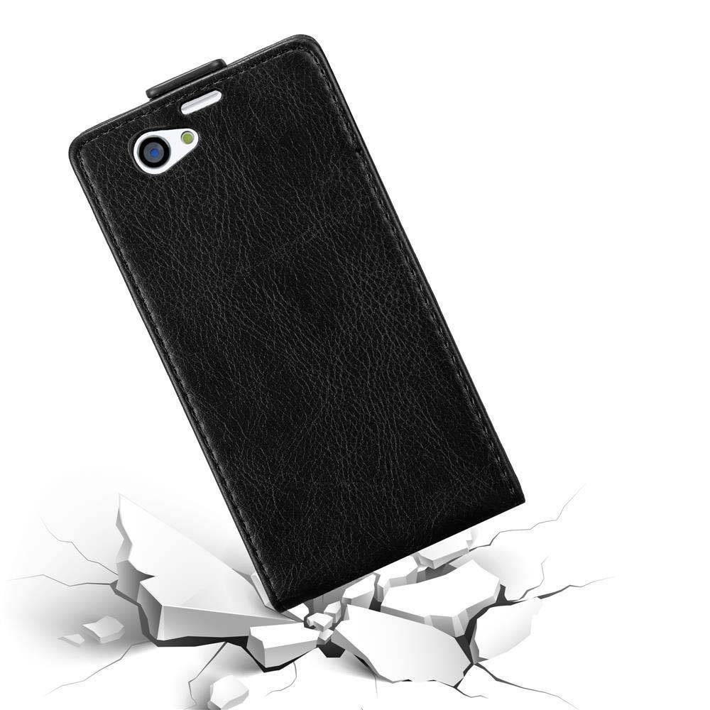 Cadorabo Hülle für Sony Xperia Z1 COMPACT Schutz Hülle in Schwarz Flip Etui Handyhülle Case Cover
