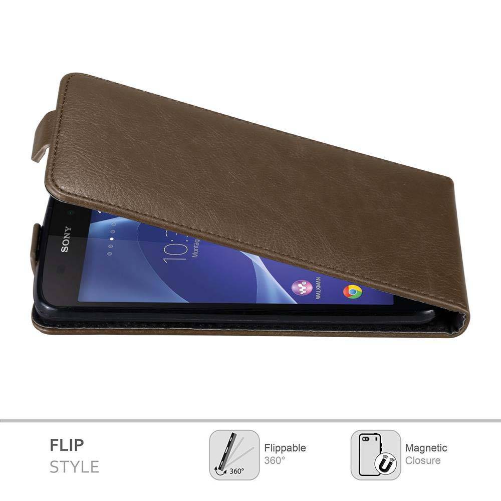Cadorabo Hülle für Sony Xperia Z2 Schutz Hülle in Braun Flip Etui Handyhülle Case Cover