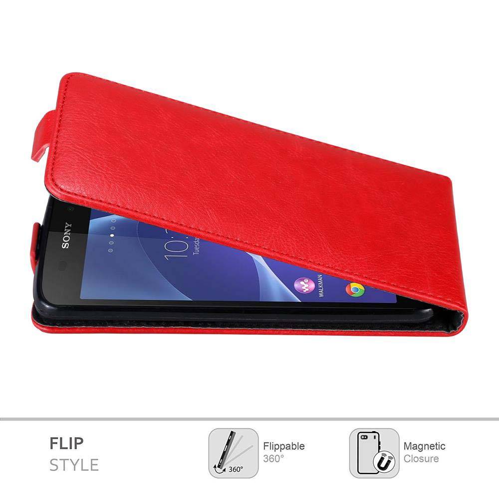 Cadorabo Hülle für Sony Xperia Z3 Schutz Hülle in Rot Flip Etui Handyhülle Case Cover